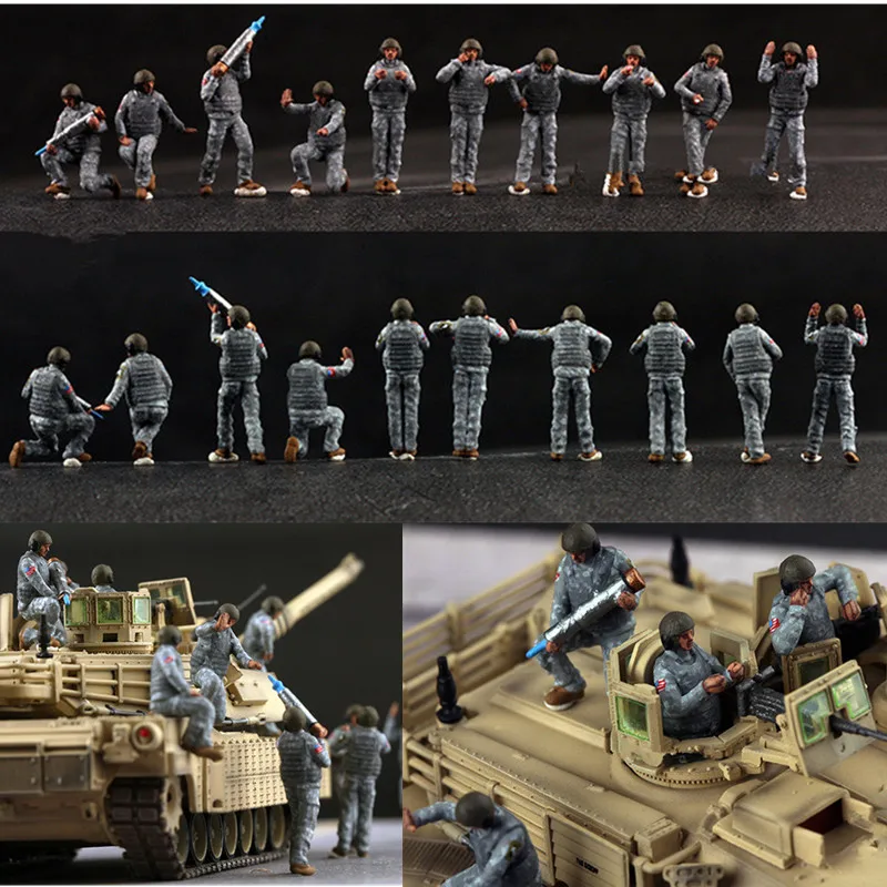 1:72 Scale Model 10 Pcs American M1 Tank Fleet 10 Soldiers Action Figure Armored Car Soldiers Toys Scene Accessory Dolls Display