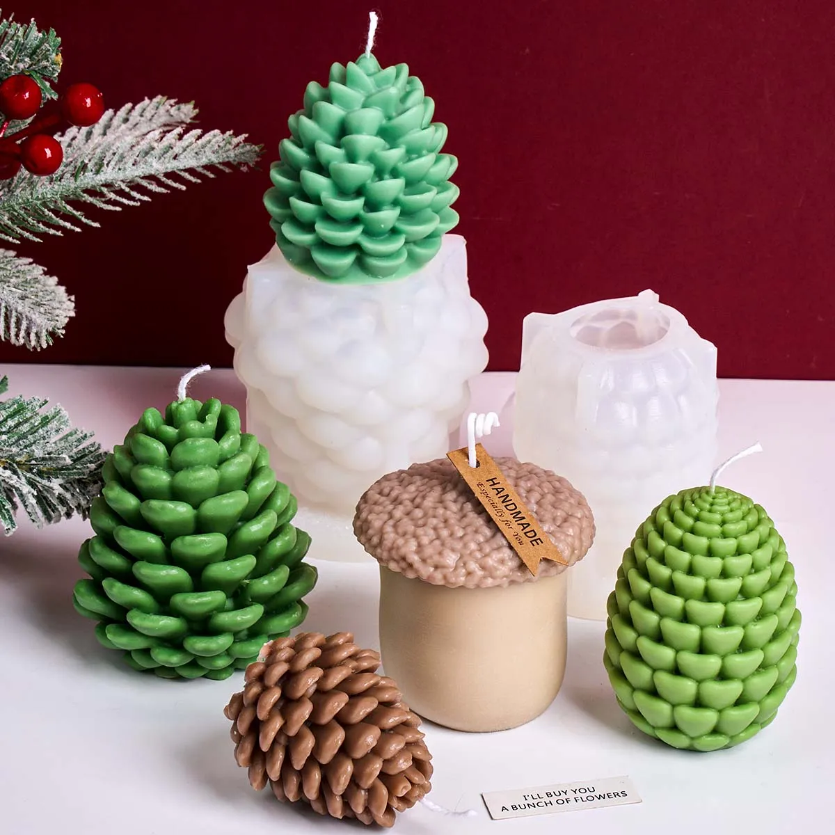 

3D сосновая шишка, силиконовая форма для свечей, сделай сам, рождественские украшения, ремесло, инструмент для изготовления подарков, ароматное мыло, гипсовые формы из смолы, домашний рождественский декор