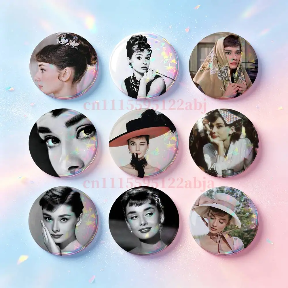 A-Audrey H-Hepburn Badges 25 32 44 58 75 mm Round Customizable Wholesale Fan goods Self-made fan freebies