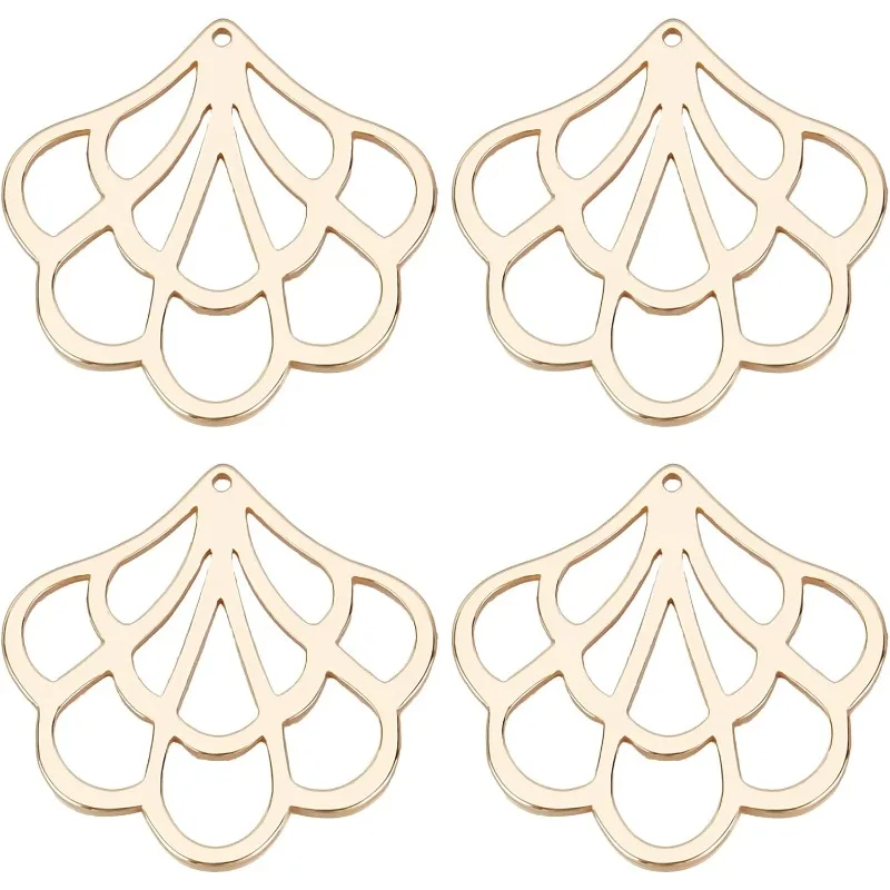 

1 коробка, 10 шт., подвеска-вентилятор, 18-каратное позолоченное латунное подвеска с полыми лепестками, подвески-шпилька, ожерелье, браслет, принадлежности для рукоделия, ювелирные изделия своими руками