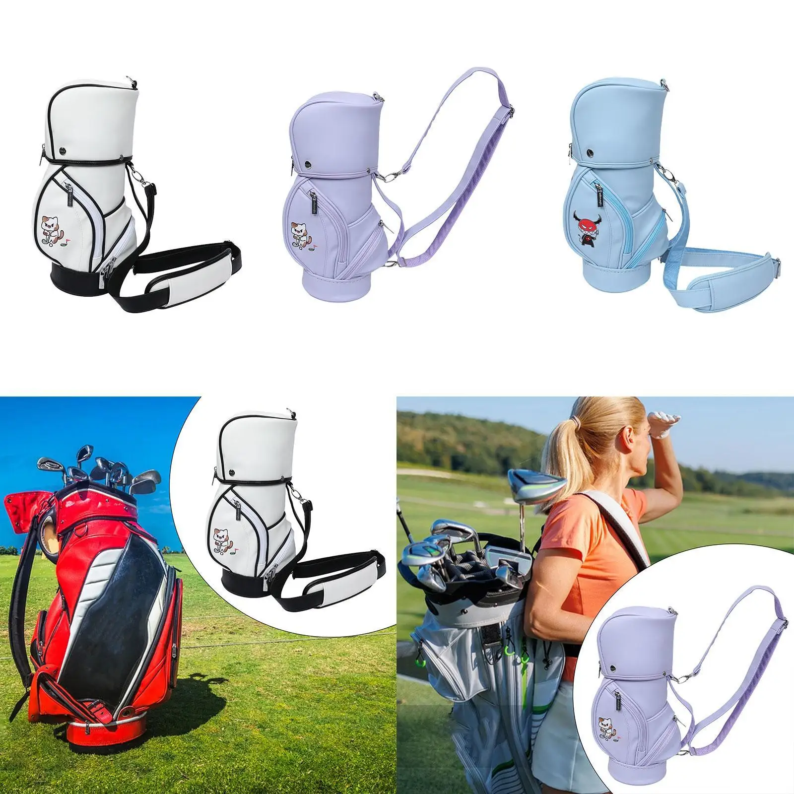 Golf Ball Holder Bag PU Leather Compact Organizer Small Caddy Pouch for Outdoor Golf Essentials