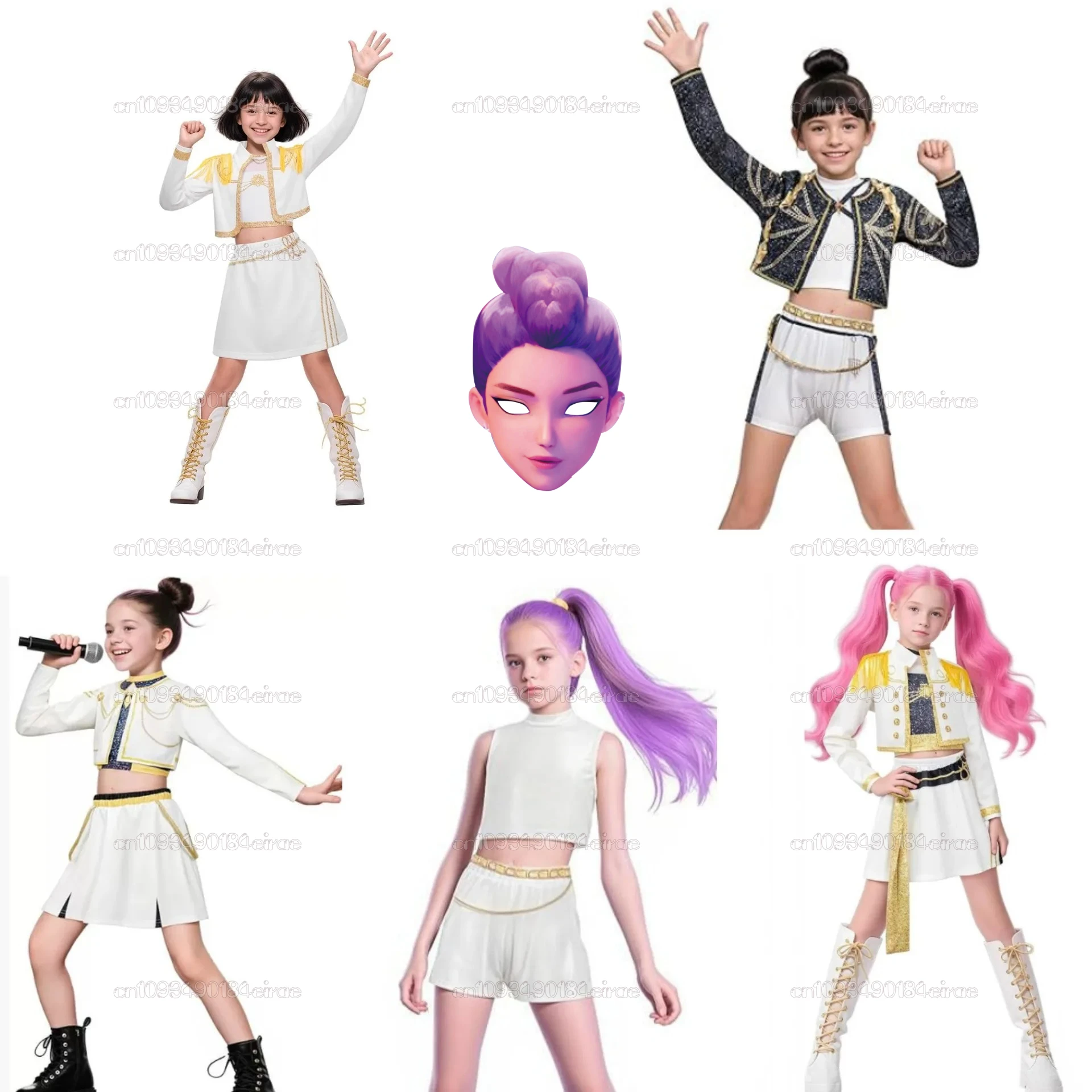 

2025 Popular Girl Suit Anime Kpop Demon Hunter Outfits Are Paired with Popular Singer Women Children Wig Sets Halloween Costumes