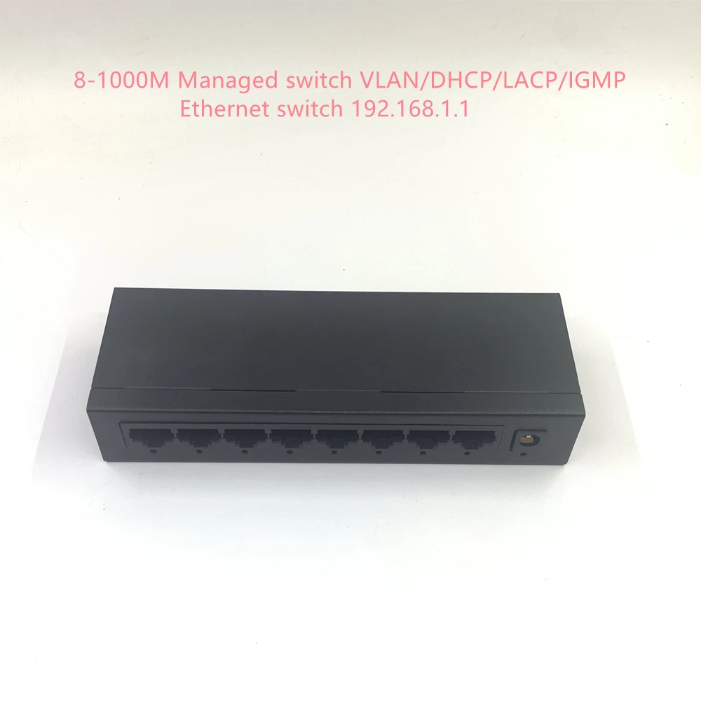 8-Poort 1000M Beheerde Switch Vlan/Dhcp/Lacp/Igmp Ethernet Switch 10/100/1000Mbps Ethernet Switch 192.168.1.1 Gateway Hub Switch