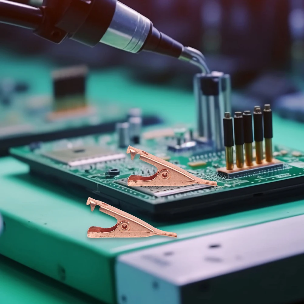 

10pcs Copper Test Clips Flat Mouth Mini Electrical Clamps Soldering Wires Alligator Clips Micro Clamps Temporary Connection