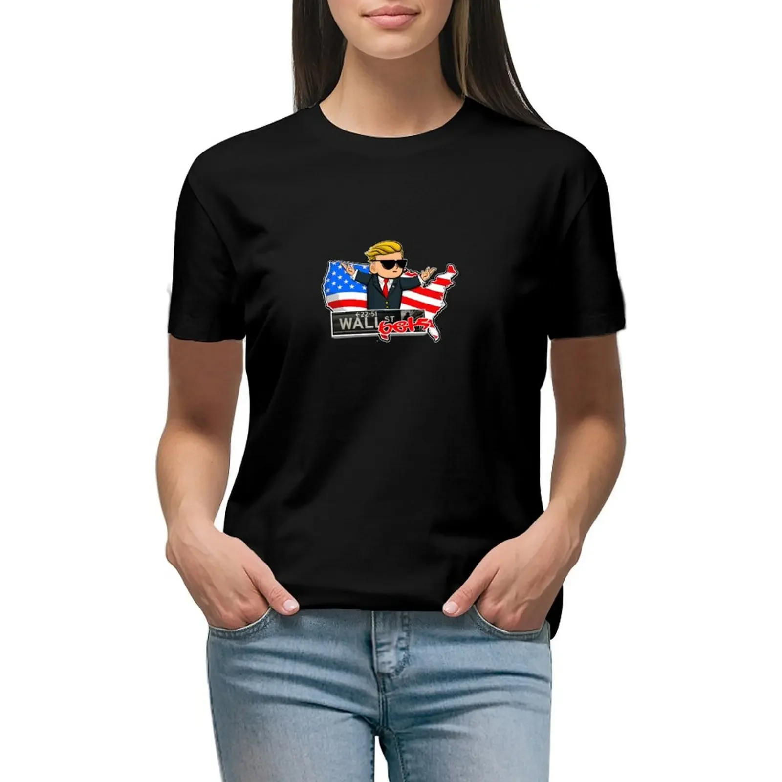 The Official WallStreetBets USA Edition Merchandise T-Shirt graphics cute tops t-shirts for Women graphic tees funny