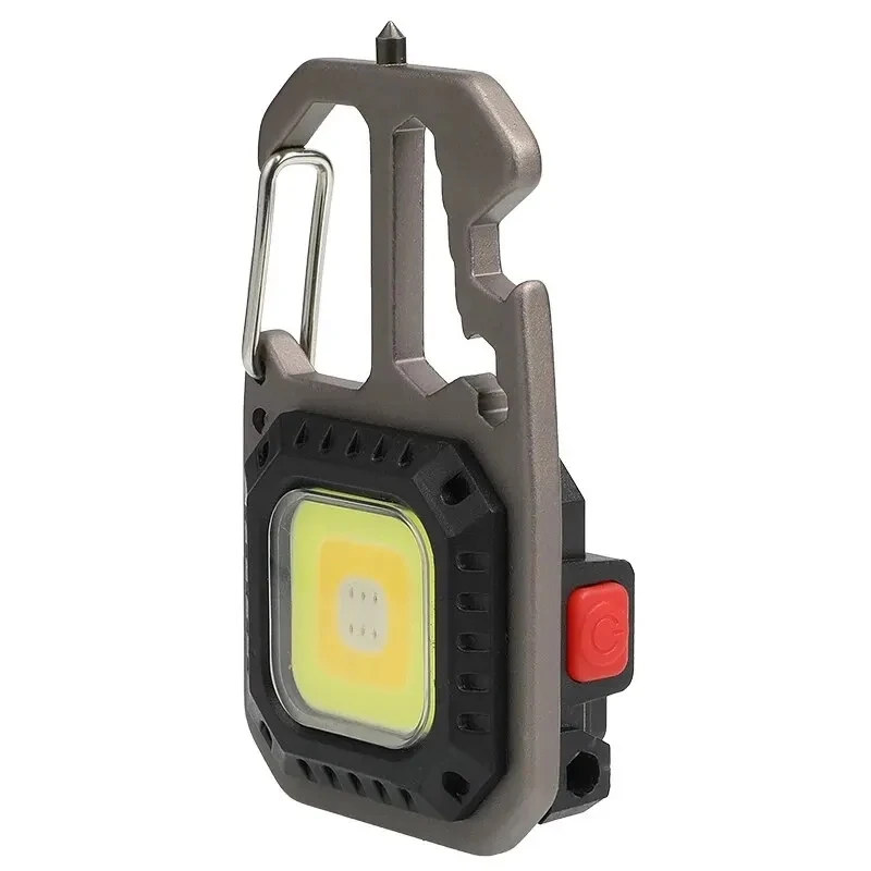 Mini COB Keychain Work Light with Battery Display 8 Modes Rechargeable High Lumens Portable LED Light for Camping Hiking Running