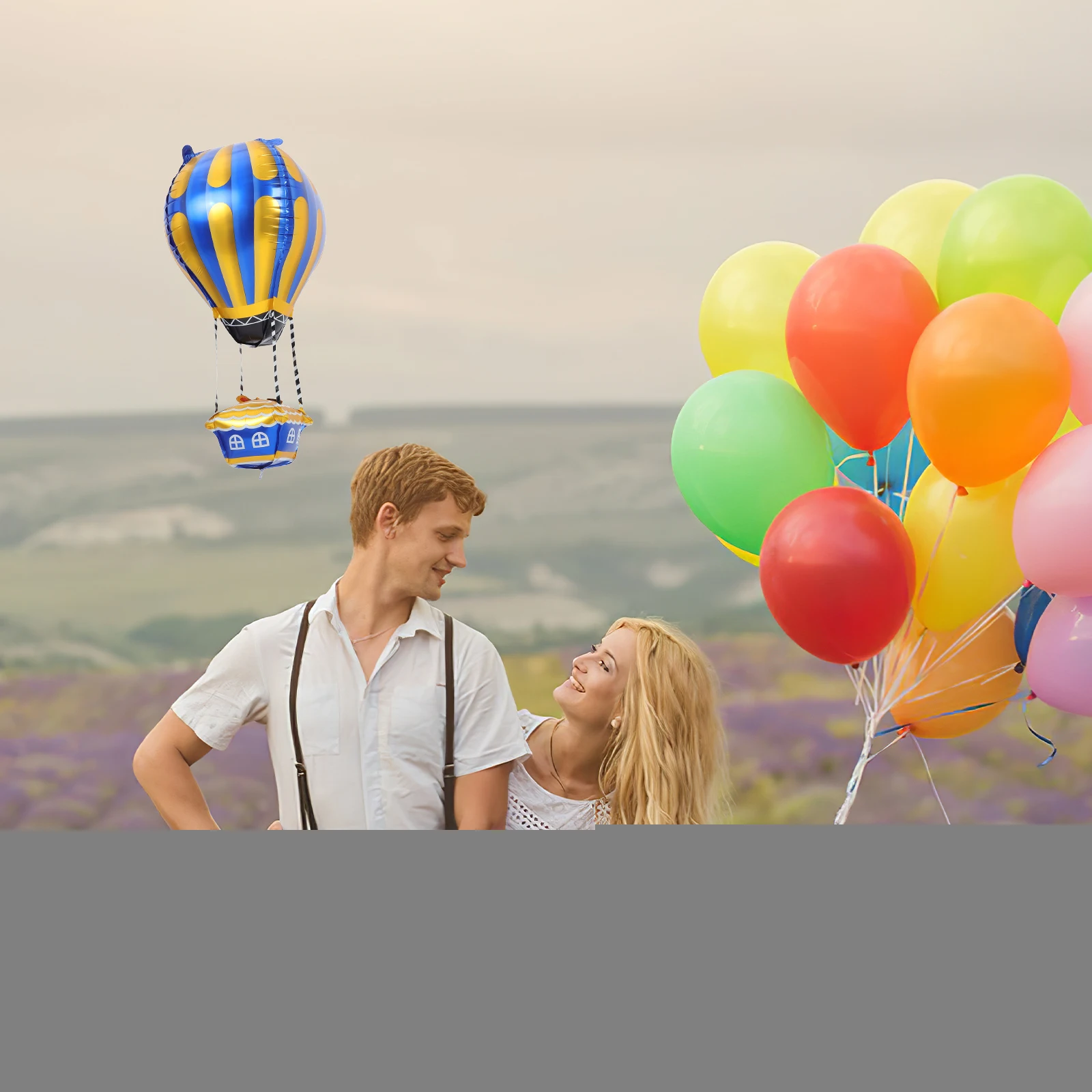 

10 Pcs Aluminum Film Hot Air Balloon Decorations Party Centerpieces Baby Shower Wedding Travel Theme Foil Balloons