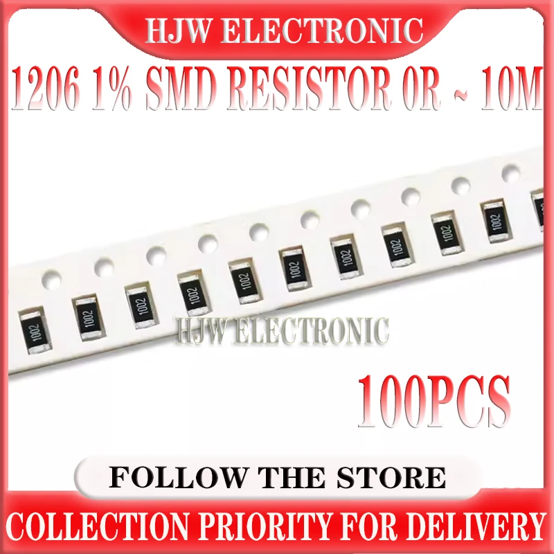 

100pcs 1206 1% SMD resistor 0R ~ 10M 1/4W 0 1 10 100 150 330 ohm 1K 2.2K 10K 100K 0R 1R 10R 100R 150R 220R 330R 1M 10M 22K 30K