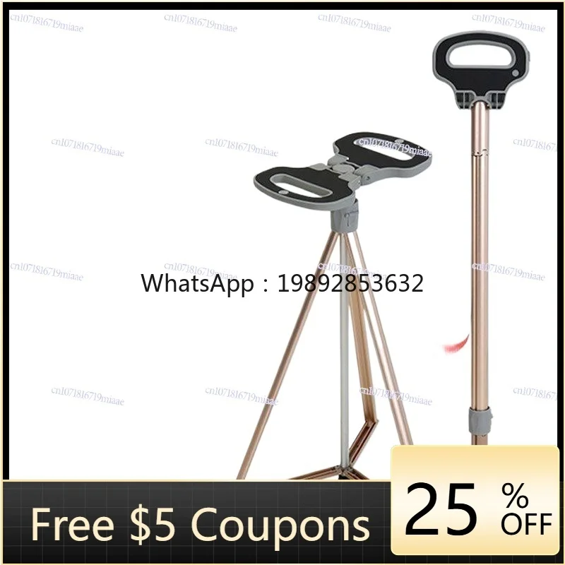 

Elderly Crutch Chair, Casual Seat, Anti-drop, Triangular Crutch Non-slip Stick Stool