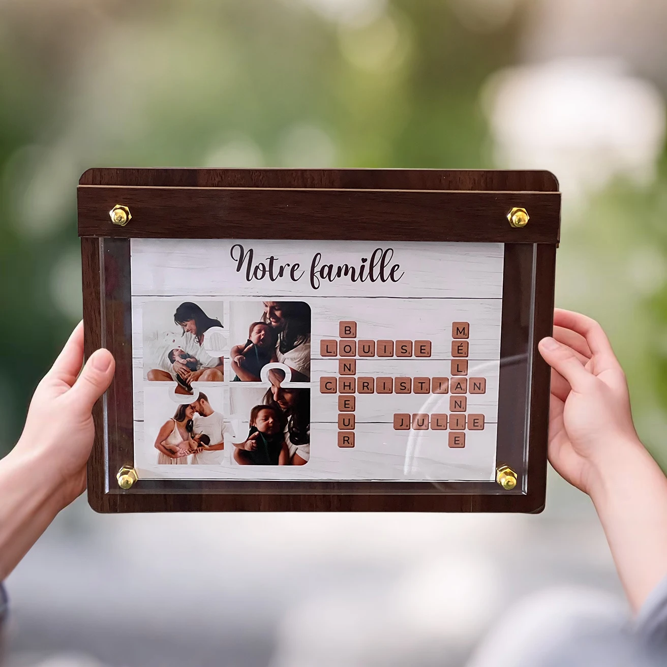 Personalized Family Name Scrabble Puzzle Poster With Photos Frame Custom Birthday Wall Art Print Artwork Gift For Her Mom Dady