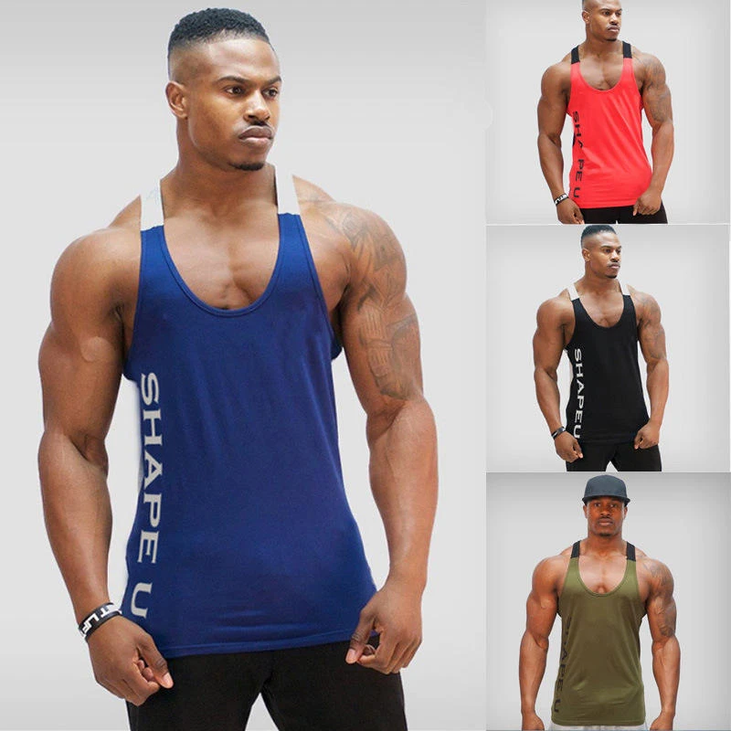 2024 New Men\'s Vest Printed Letters Summer Casual Breathable Sports Fitness Vest Oversized Men\'s Top Y2K Style Gym Running Vest