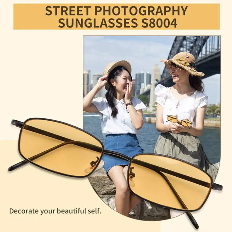 Винтажные солнцезащитные очки для женщин и мужчин, прямоугольные очки, маленькие солнцезащитные очки в стиле ретро, женские S8004