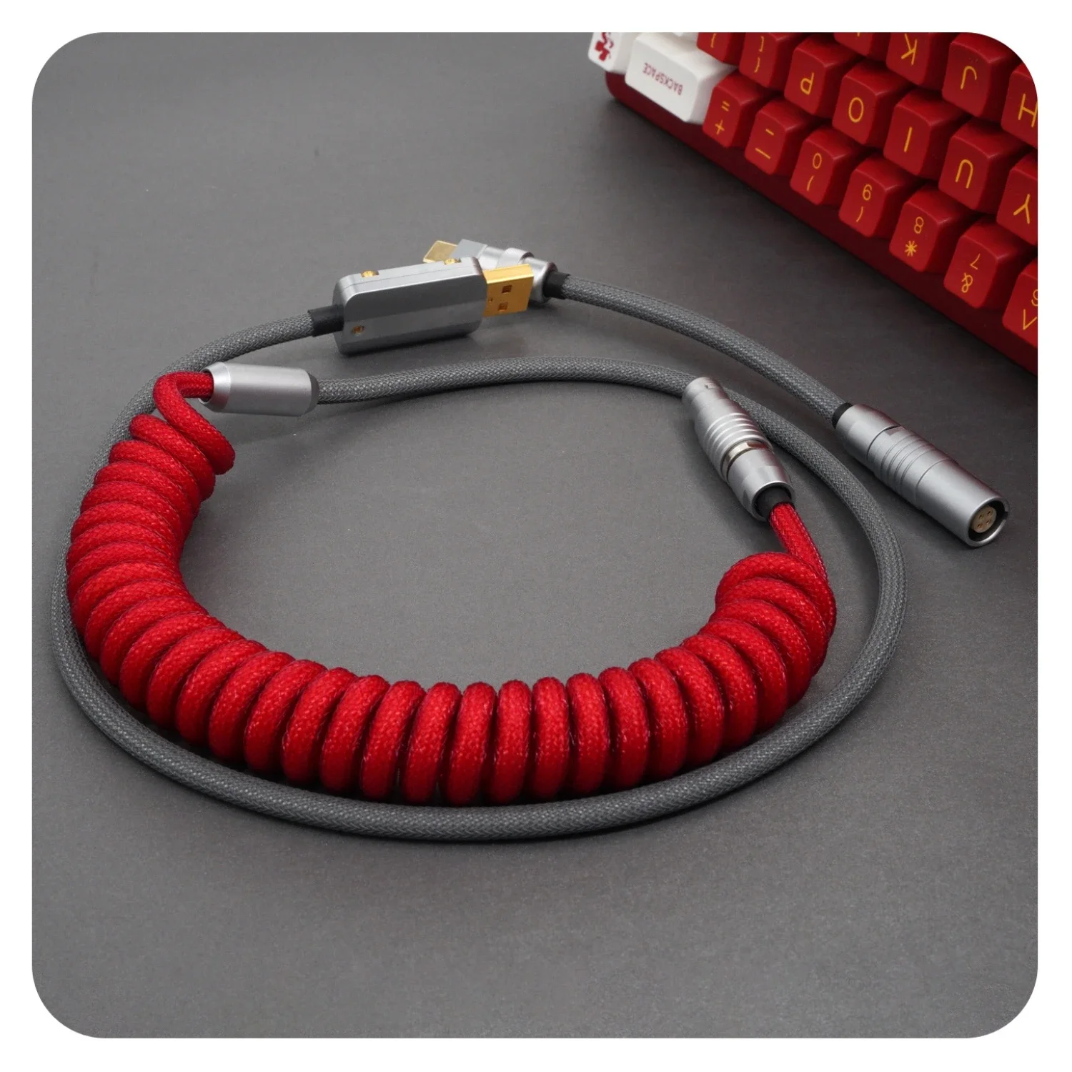 GeekCable Manual Custom Mechanical Keyboard Data Cable GMK Theme SP Key Cap Cable Red Gray Type-C/Mini-USB/Micro/PH/XH/EH