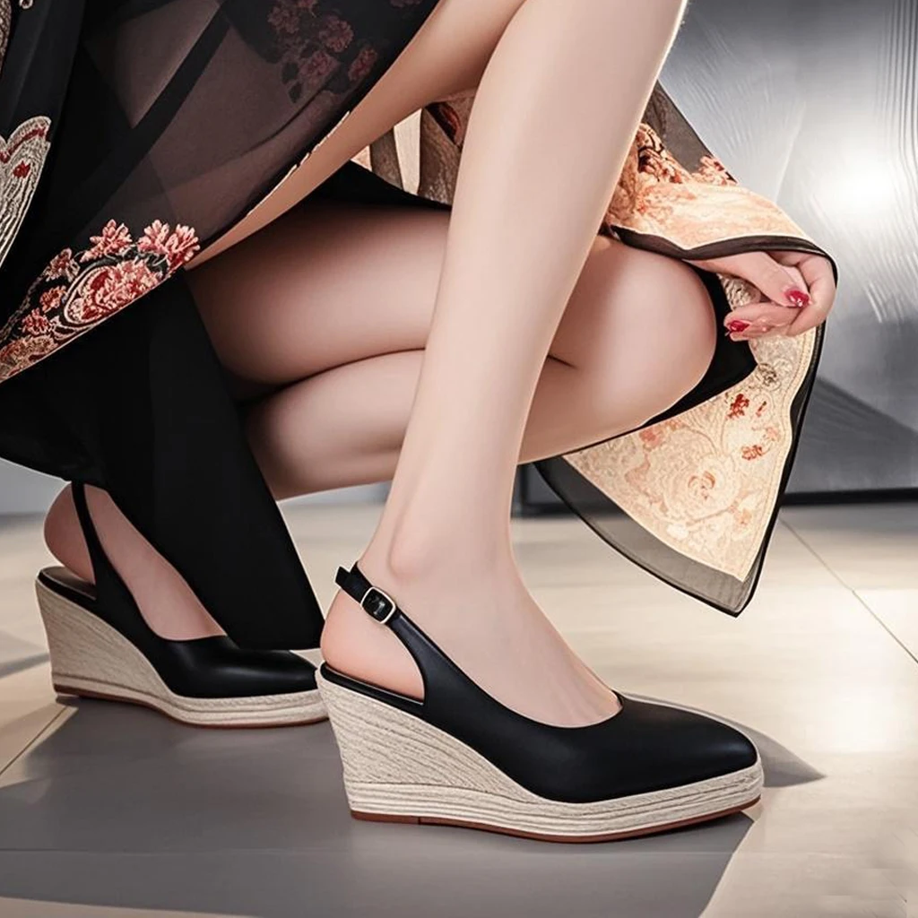 2025 Spring Summer High Heels Women Heeled Shoes Pointed toe Brand Ladies Party Shoes Women Pumps Wedges 8cm Plus Size 42 D334