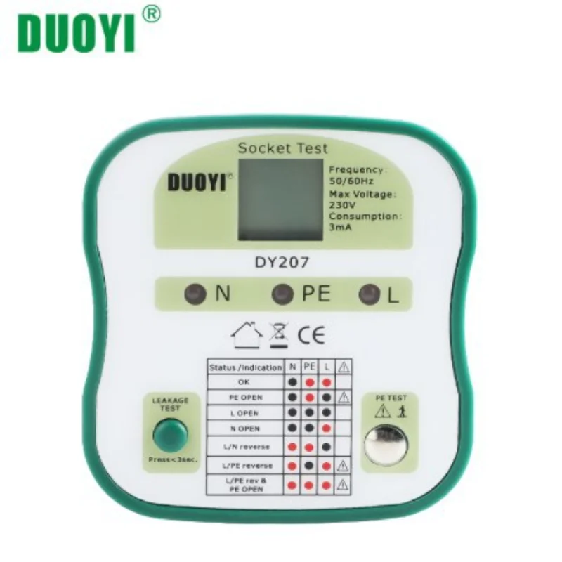 

DY207 Digital Display Socket Tester Safety Detector Circuit Wall RCD Switch Test Pen