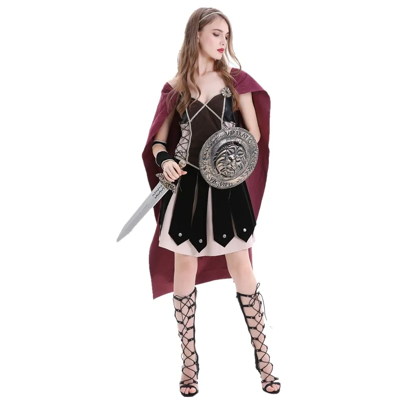 Halloween Carnival Party Medieval Retro Spartan Gladiator Warrior Couples Cosplay Costume Xena Princess Caesar King Fancy Dress