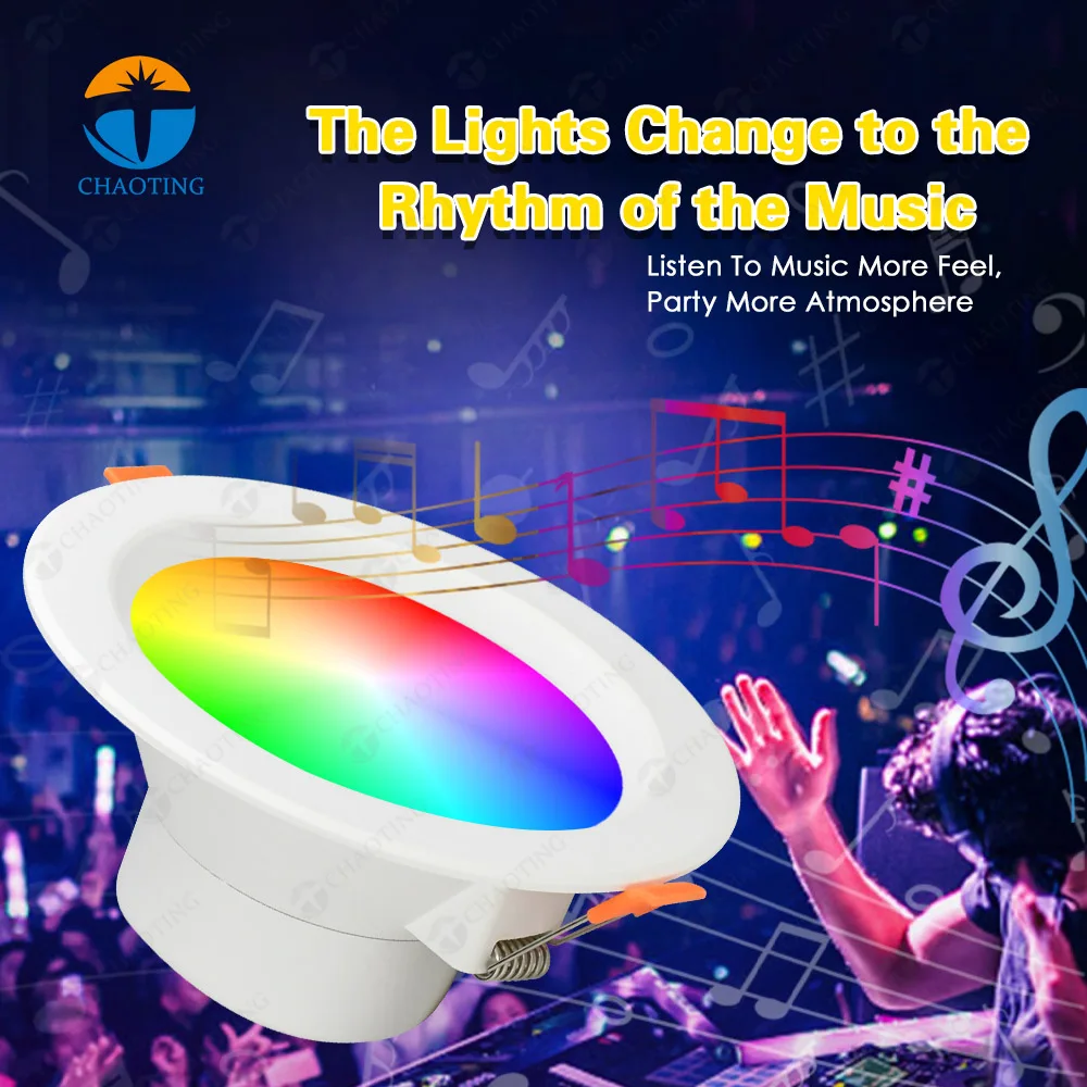 Intelligent LED Spot Light Bt Group Control Dimmable RGB CCT LED Lights Diy Tuya APP Bt Music Smart Downlight