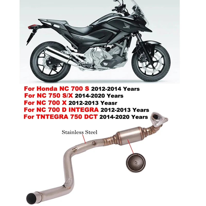 Slip On For Honda NC700 NC750X NC750S NC700X DCT NC 700 750  Motorcycle Exhaust Escape Muffler Stainless Steel Front Link Tube