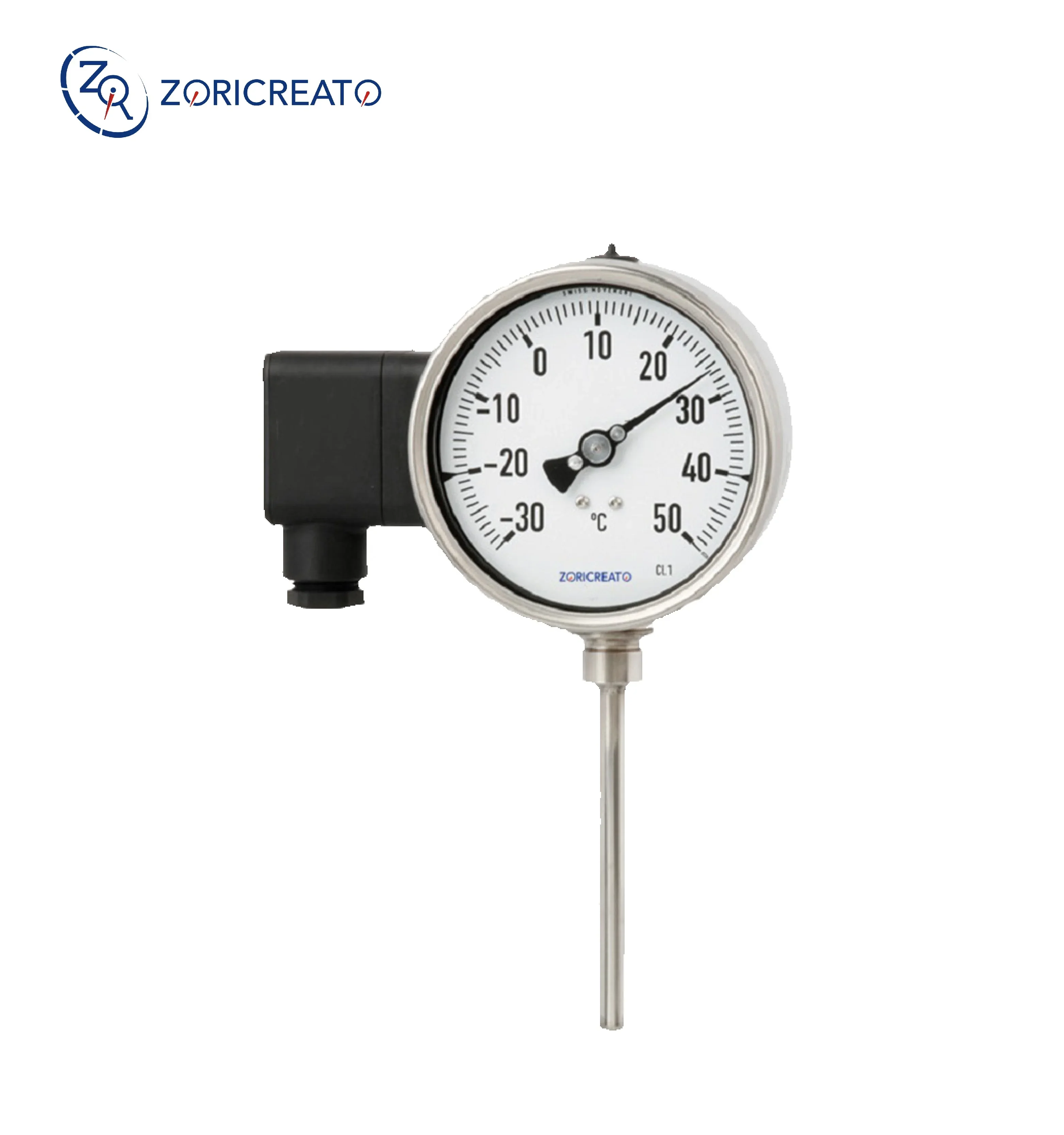 Bimetal Thermometer with Electrical Contact Radial Axial Alarm Industrial Long Stem SS316 Vibration Gauge Bimetal Thermometer