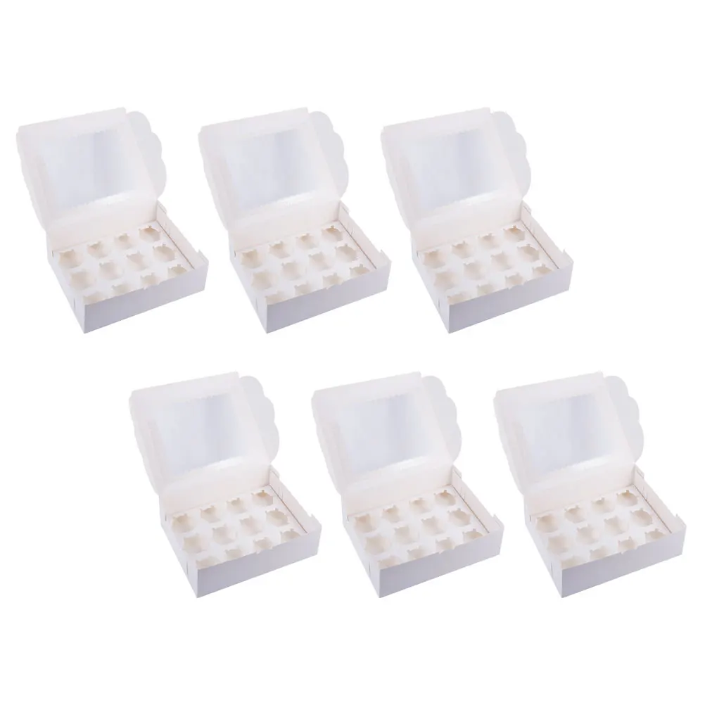 

6Pcs Cake Packaging Box Food Grade Material Storage Container 12Cakes Holder Birthday Party Cupcake Box Dessert Container