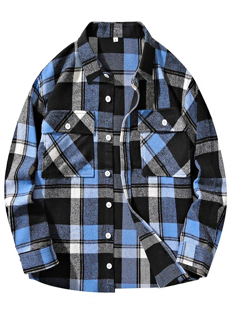 8xl 7xl Men Shirt Plaid Flannel Long Sleeve Plus Size Loose Hip Hop Street Mens Casual Shirt Oversized Male Soft Dress Shirts