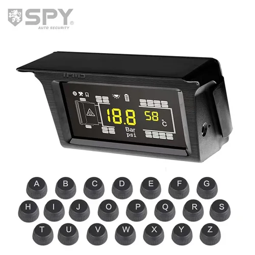 Imagen 1 del producto Sistema de Monitoreo de Presión de Neumáticos (TPMS) en Tiempo Real para Camiones/Autobuses/Autocares de 6-26 Ruedas, Alimentado por Energía Solar, 14 Bar