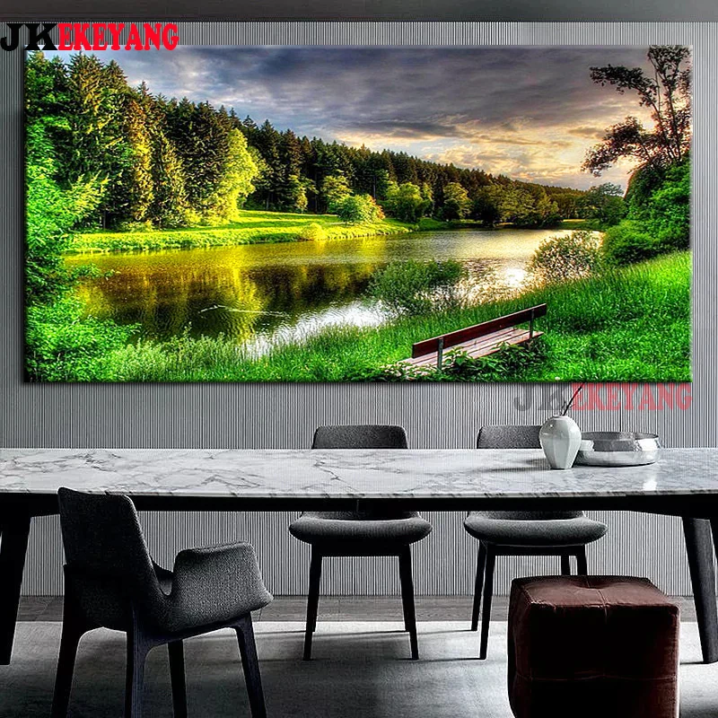 Large 5D Diy diamond painting Beautiful Forest river Diamond Mosaic Rhinestone Embroidery cross stitch Y3943