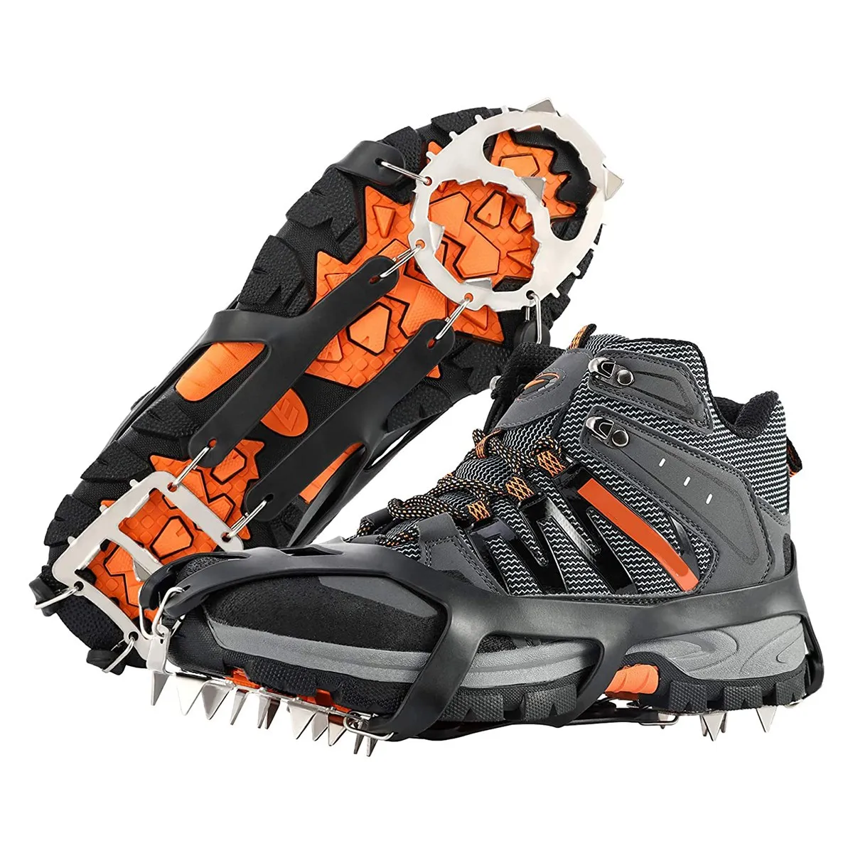 

ABMW-Crampon, 18 шипов, тяговые бутсы для женщин и мужчин, противоскользящие ручки для льда и снега с сумкой для хранения для прогулок, походов, кошек