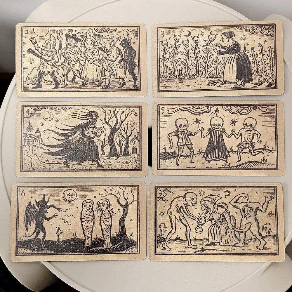 Mildred Payne's Oracle of Black Enchantment 10.3*6cm 52 Pcs Black Line Imaging Woodblock Style Cards