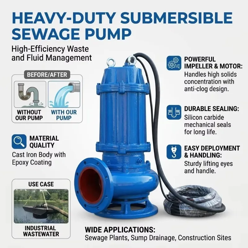 Commercial Submersible Mud Pump for Restaurant Grease Trap and Sewage Tank