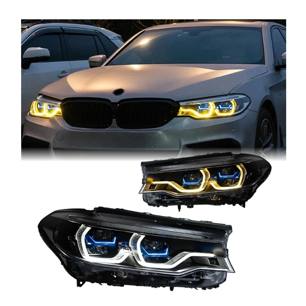 

Suitable for G30 Headlight 5 Series 2018-2020 Dual Color Version Upgrade Lamp Ikon LED Auto DRL Signal Spoon Head Lamp