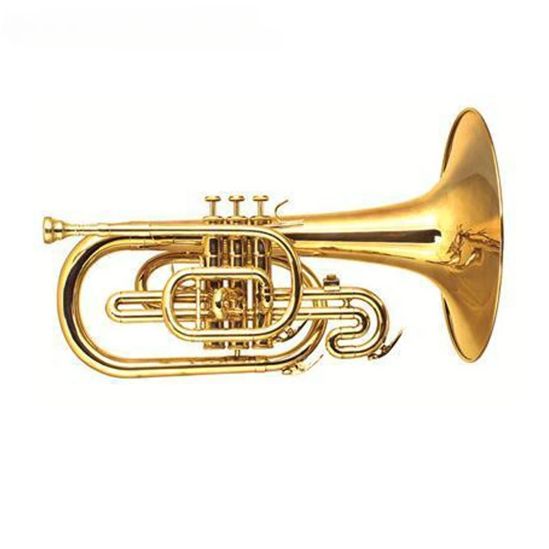 High Grade Gold Lacquer F Key Marching Mellophone With 3 Stainless Steel Pistons (JMM-510)