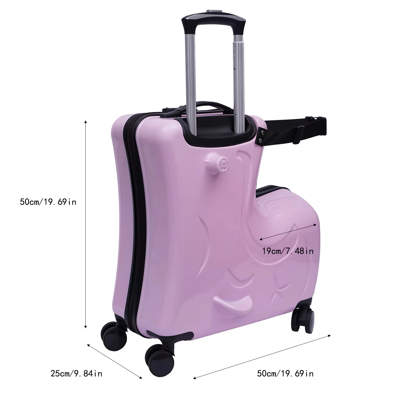 Pink Ride On Suitcase for Kids 20 Inch Horse Shaped Luggage with 3 Digit Password Lock 30kg Capacity Ages 3-6