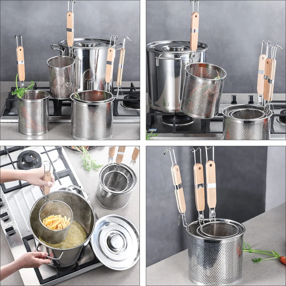 

Stainless Steel 14cm Wood H Noodle Filter Spoon Mesh Strainer Kitchen Supplies Skimmer Easy Clean Corrosion