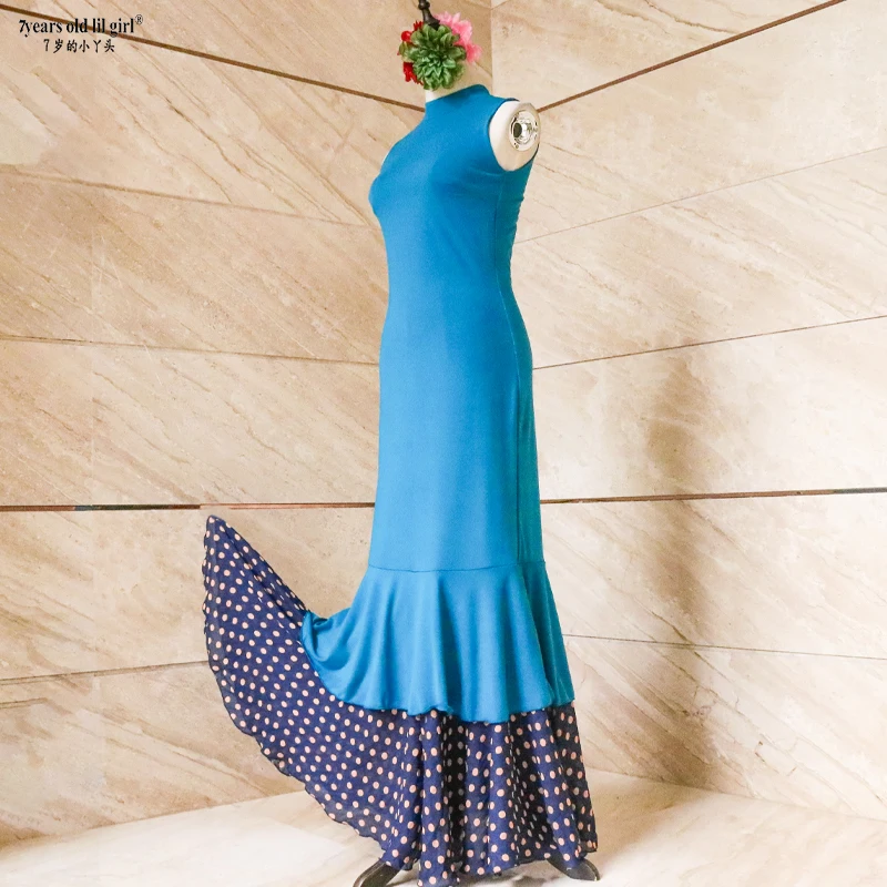 Vestido de baile Flamenco español de alta elasticidad vestido moderno con volantes para mujer ENE05