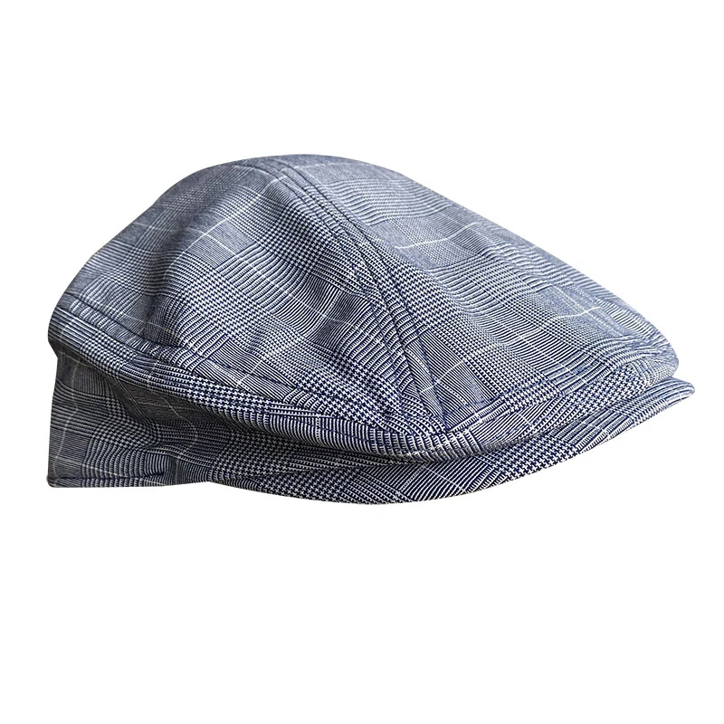 New Men Hats Spring Summer Autumn Sun Newsboy Hats Classic Western Newsboy Caps Plaid Cotton Flat Brim Men Berets Cap BJM78