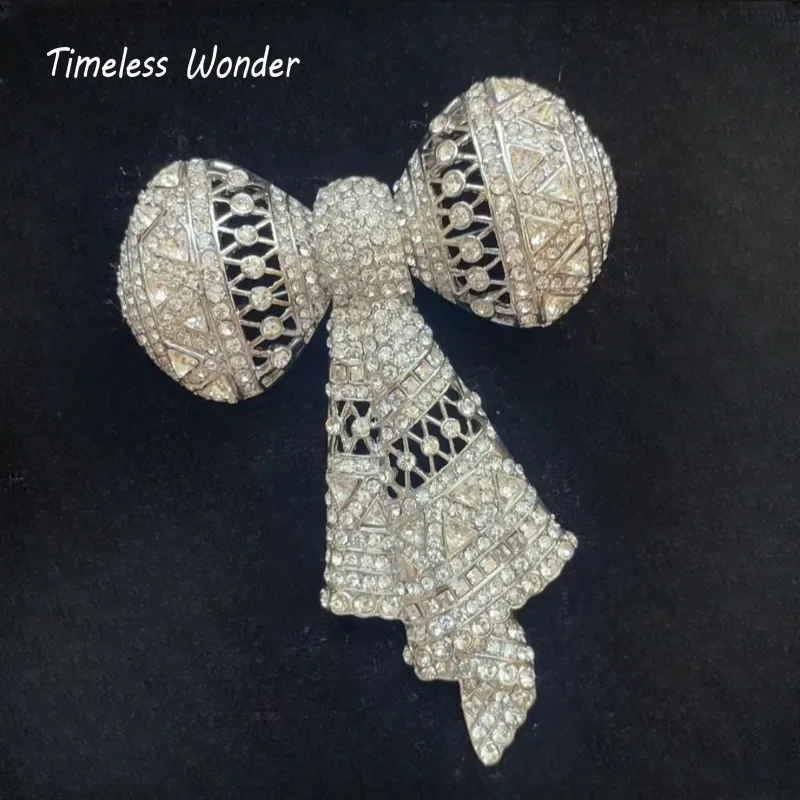 

Timeless Wonder Fancy Zircon Geo Bowknot Floral Brooch Pins for Women Designer Jewelry Runway Rare Luxury Cute Gift Top Mix 4466