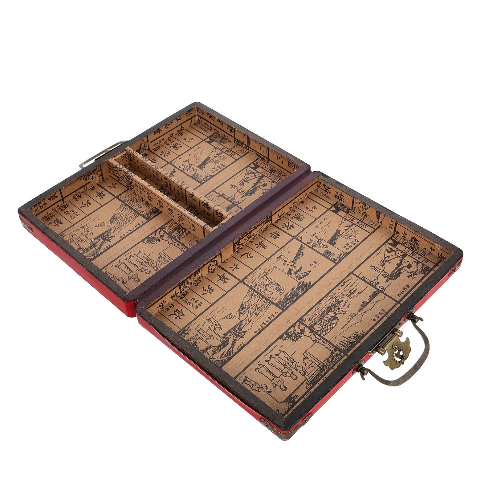 

Retro Mahjong Case Large Capacity Lidded Storage Box Sturdy Material Smooth Rounded Edges for Mahjong Sets Household