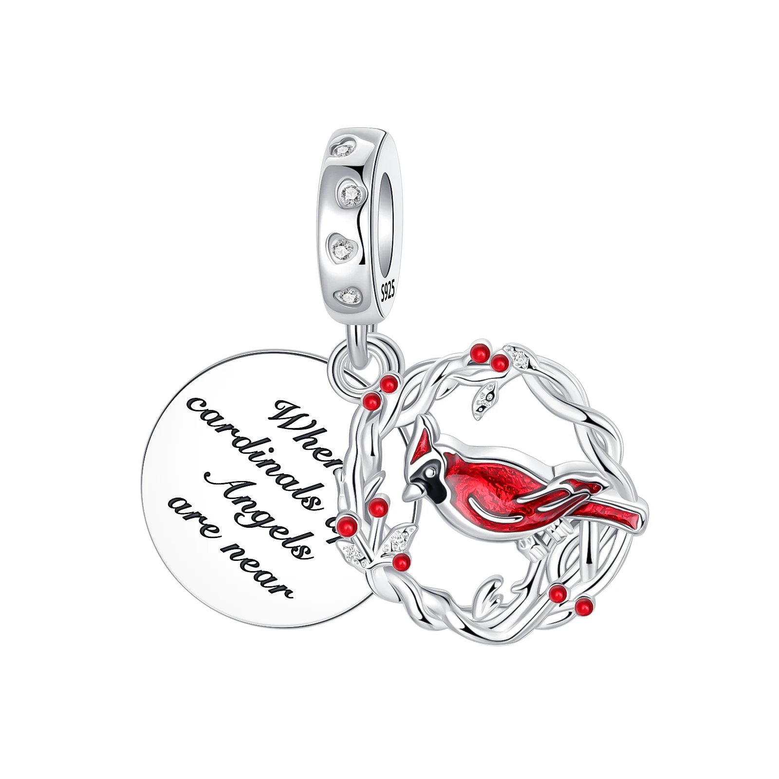 Sterling Silver Cardinal Love Bird Pendant Fit 925 Original Charms bracelets for Women Gift Fine Jewelry Making