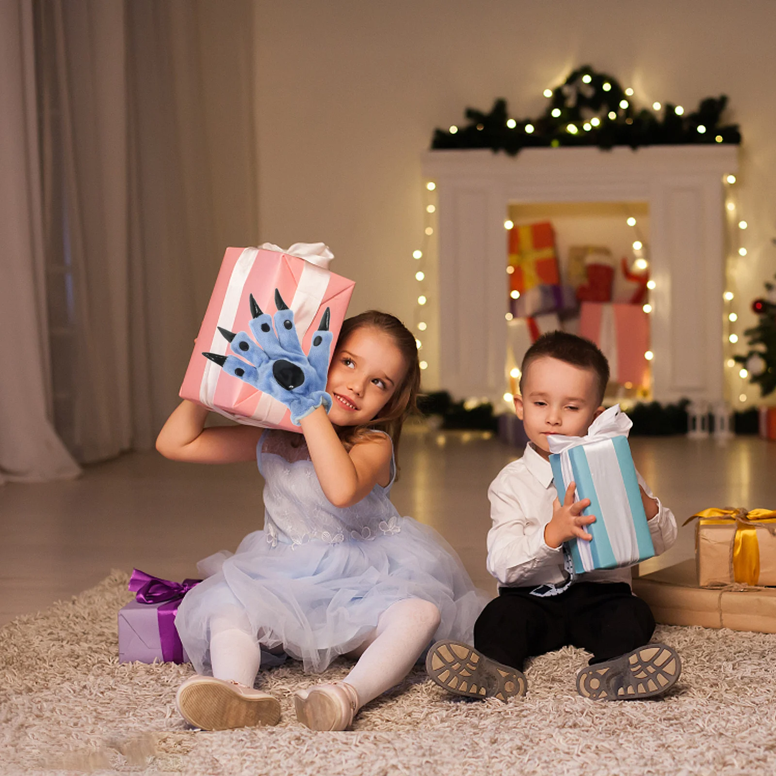 

1Pair Creative Gloves Fun Dinosaur Claw Style Warm Retention Gloves Perfect for Holiday Party Wear Role-Play Prop