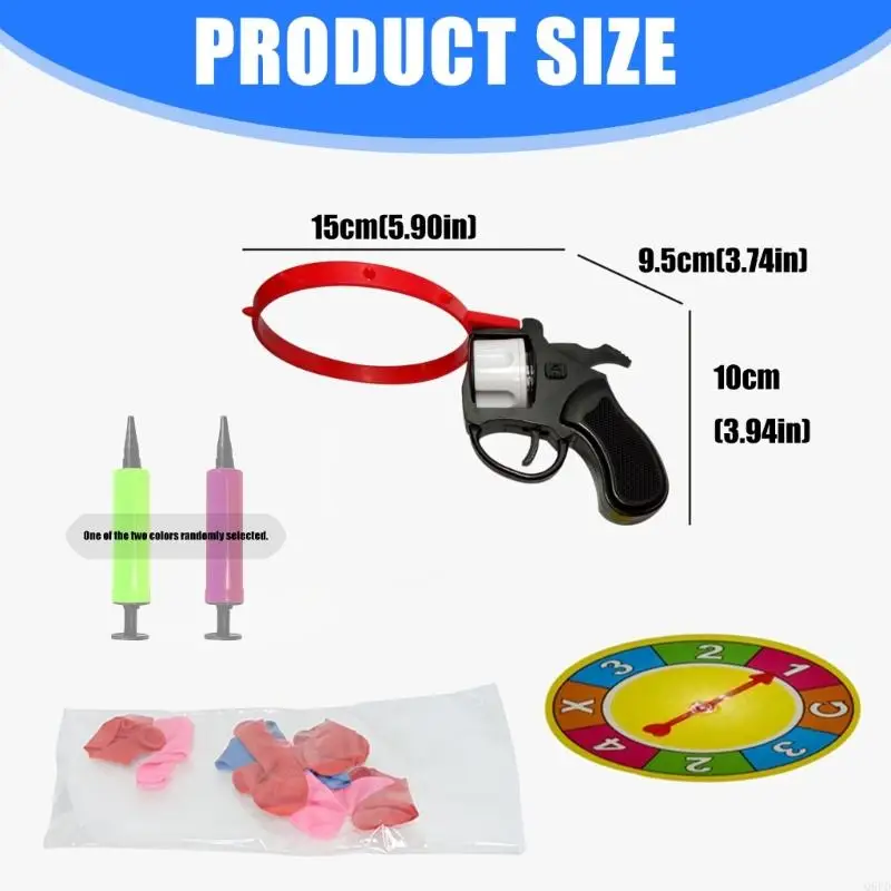 ルーレットバルーンガンパーティーゲームセットスピナーホイールとランダムな色の風船付き、いたずらや家族の集まりの楽しみに