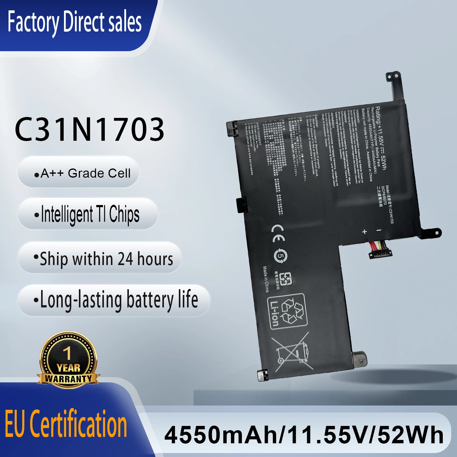 

C31N1703 Аккумулятор для ноутбука Asus Zenbook Flip UX561U UX561UA UX561UN Q525UA Q525U Q505UA Q525UA-BI7T9 Q505UA-BI5T7 Q505UA-BI5T9