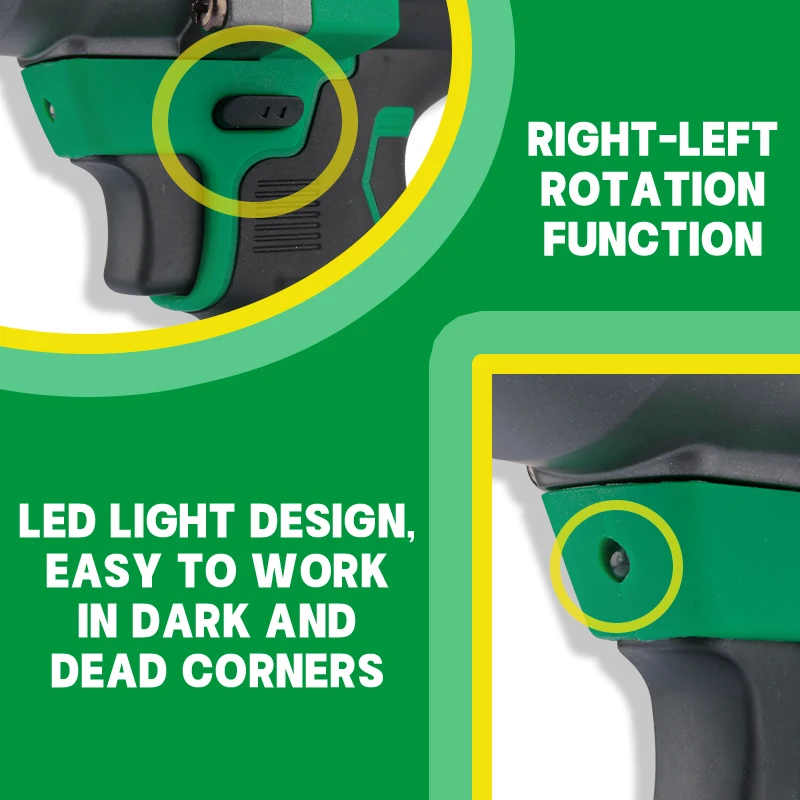 800N Battery 1/2 Brushless Cordless Set Electric Torque Screwdrivers Power Impact Wrenches Heavy Duty