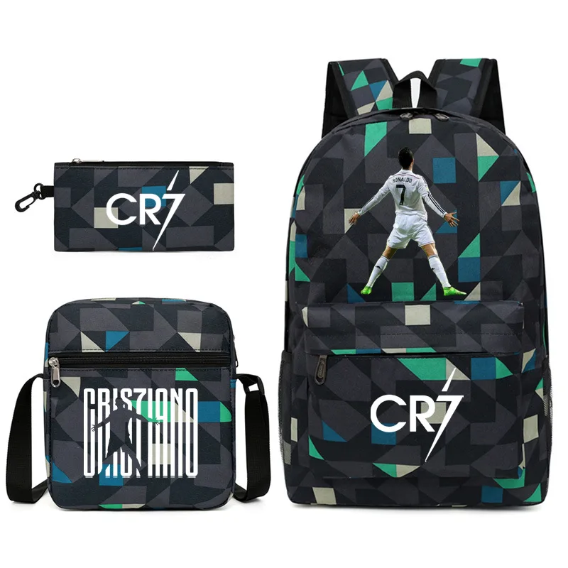 New 3pcs CR7 Backpacks Simple Style Lightweight Boys Girls School Bags Capacity Teens Laptop Backpack Women Men Travel Mochilas