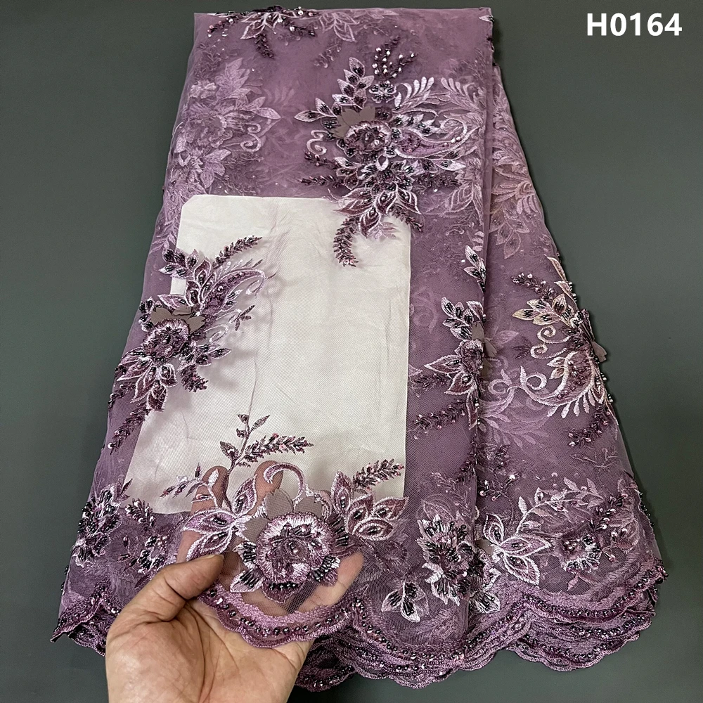 

2025 Premium African Nigerian Embroidered Lace Tulle Fabric Guipure Sequins Luxury Wedding Dress Bridal Gown Net Cloth 5 Yards