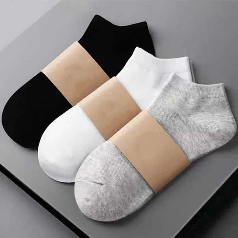 1-5 Pairs Men Thin Breathable Solid Colors Low-Cut Invisible Boat Socks Deodorant Sweat-Absorbent Short Sports Socks for Summer