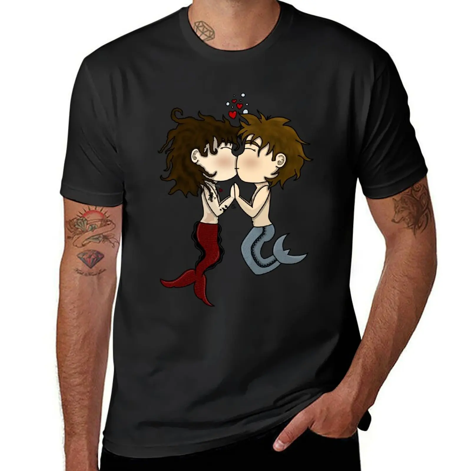 

Kiss a merman T-Shirt blue lock boys whites Funny t-shirts vintage anime shirt clothing for men
