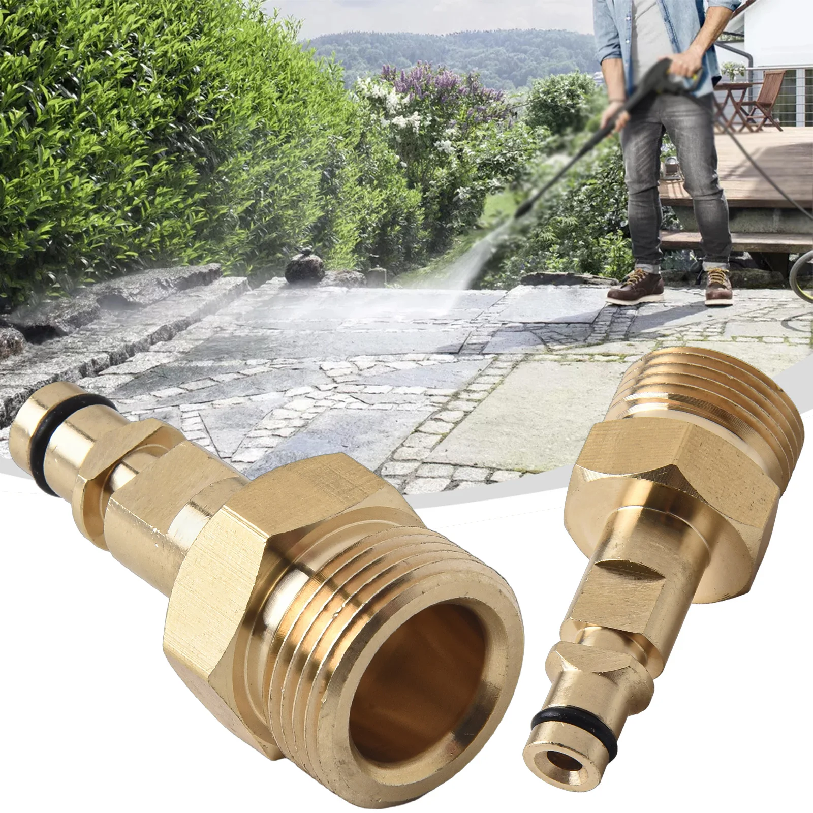 

1pc Brass Pipe Hex Nipple Fitting Quick Coupler Adapter M22 Pressure Washer Quick Connect Plug-in Hose Adapter