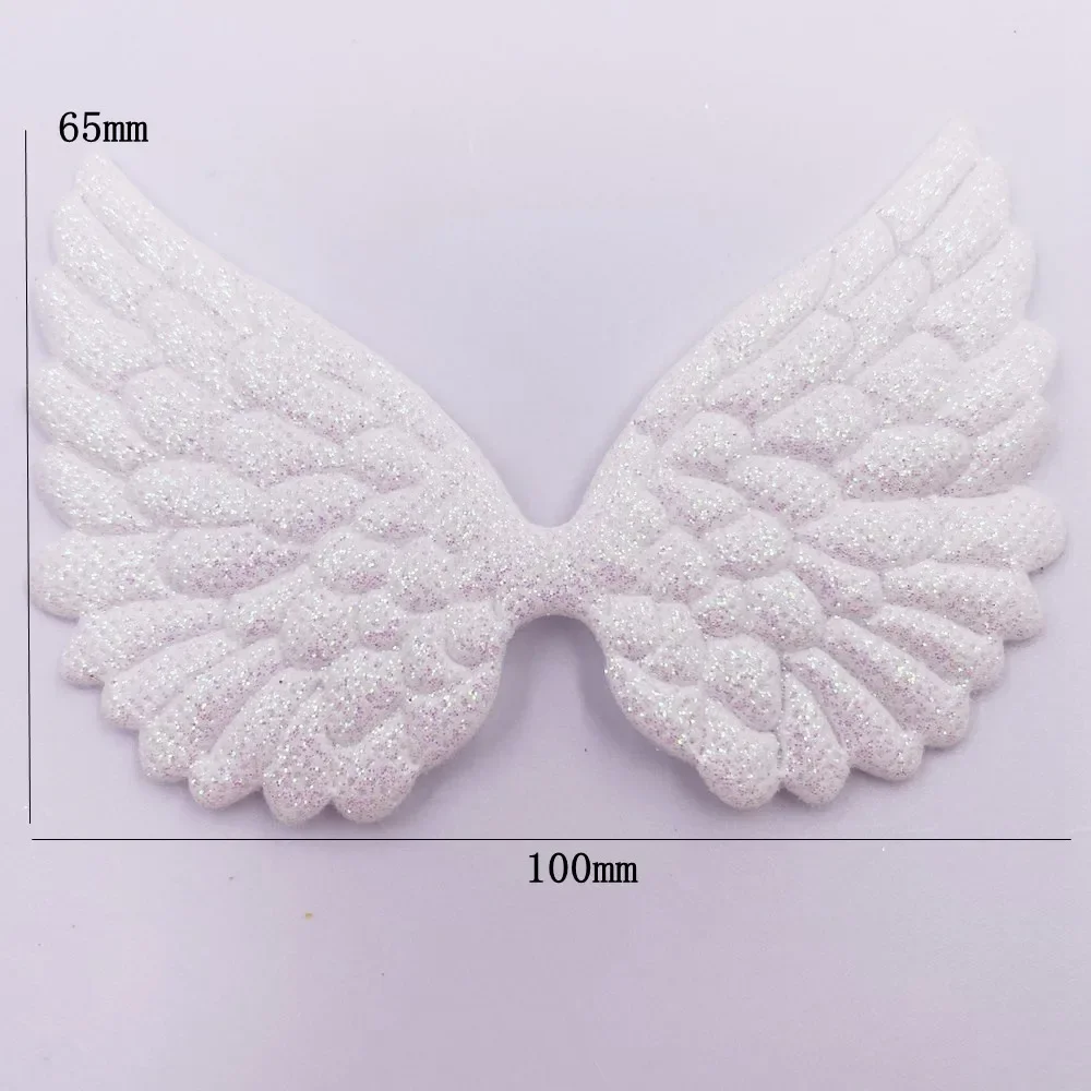 Glitter Bepowder Cloth Padded 10CM AB Pretty Angel Big Wings patch  DIY Wedding Appliques Decoration Craft SE359