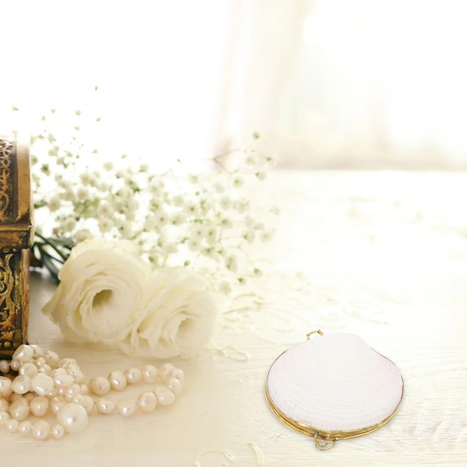 

1 шт., шкатулка для драгоценностей в виде ракушки, компактный дизайн в стиле ретро, прочная натуральная ракушка для помолвки, свадебные предложения, юбилейные белые украшения